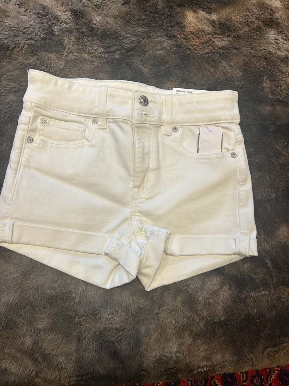 American Eagle High-Rise Shortie White Denim Shorts Size 00